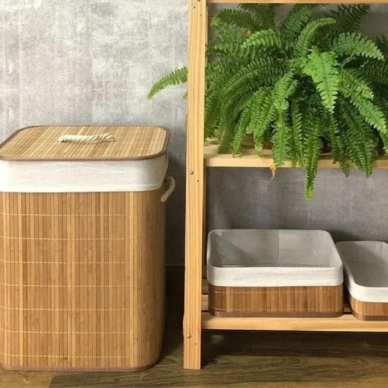 Cesta Retangular de Bambu – Organize com estilo e consciência