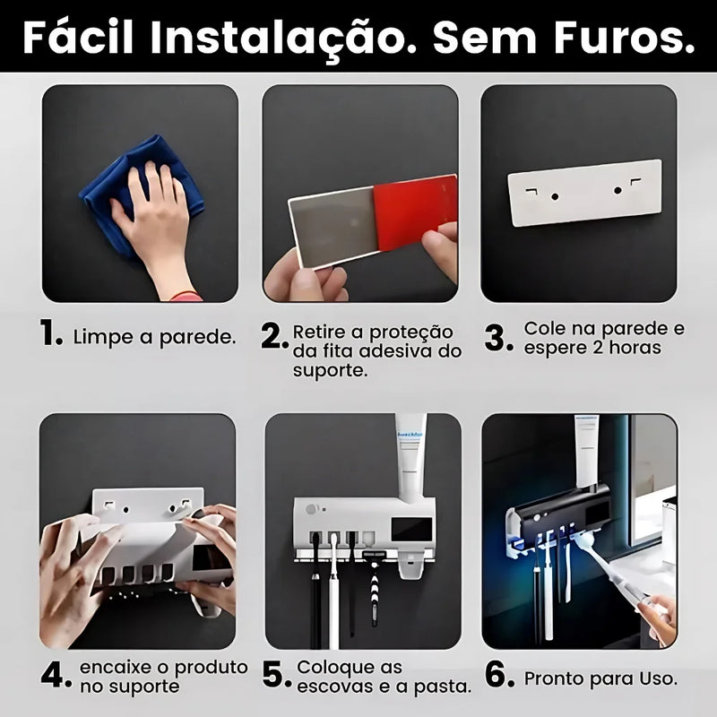 Suporte com Esterilizador UV – Higiene e segura em cada escovação