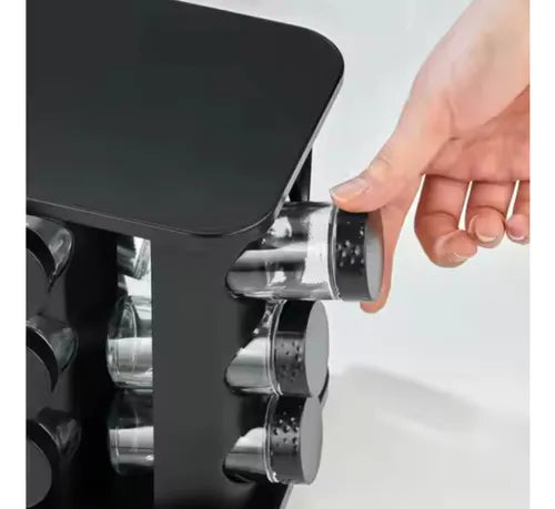 Suporte Giratório de Temperos Inox – Organização, elegância e praticidade na sua cozinha